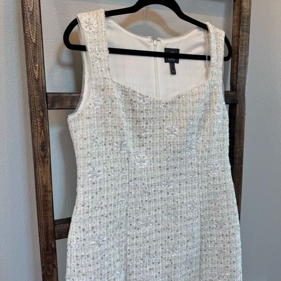 NWT Adrianna Papell Women’s Ivory Sequin Tweed Sheath Dress - Picture 5 of 8